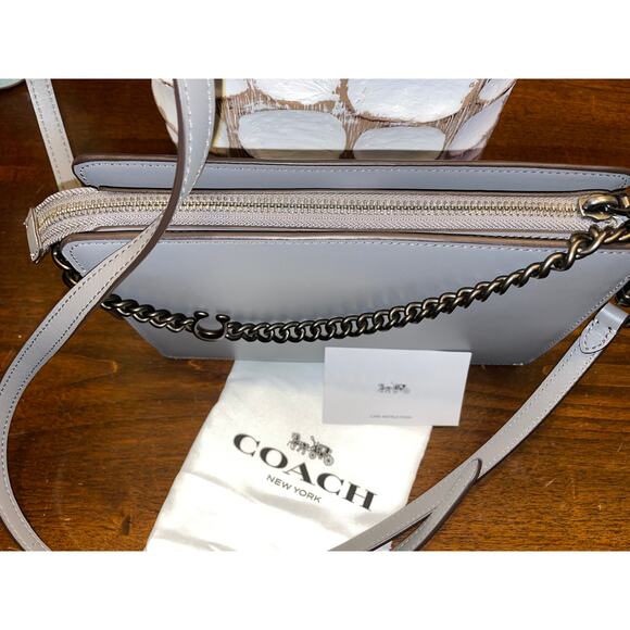 Coach Carter NEW Signature Chain Crossbody Gray Bag - Picture 2 of 8